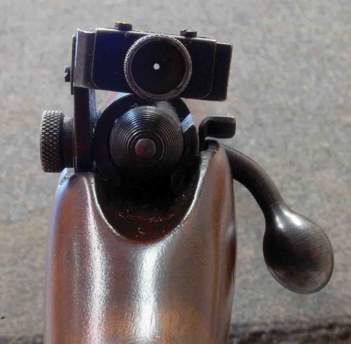 Another common problem is bent receiver sight arms on older .22 rimfires such as this Remington Model 510P.